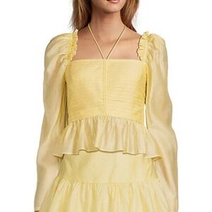 Antonio Melani Elvira Halter Tie Square Neck Long Puffed Sleeve Shirred Coordina